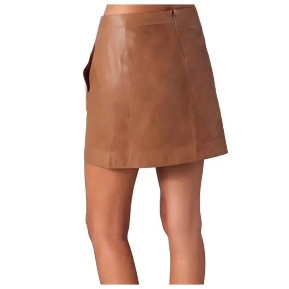 VINCE Leather Lined Mini Skirt Tan Brown – Size 6  FREE SHIPPING